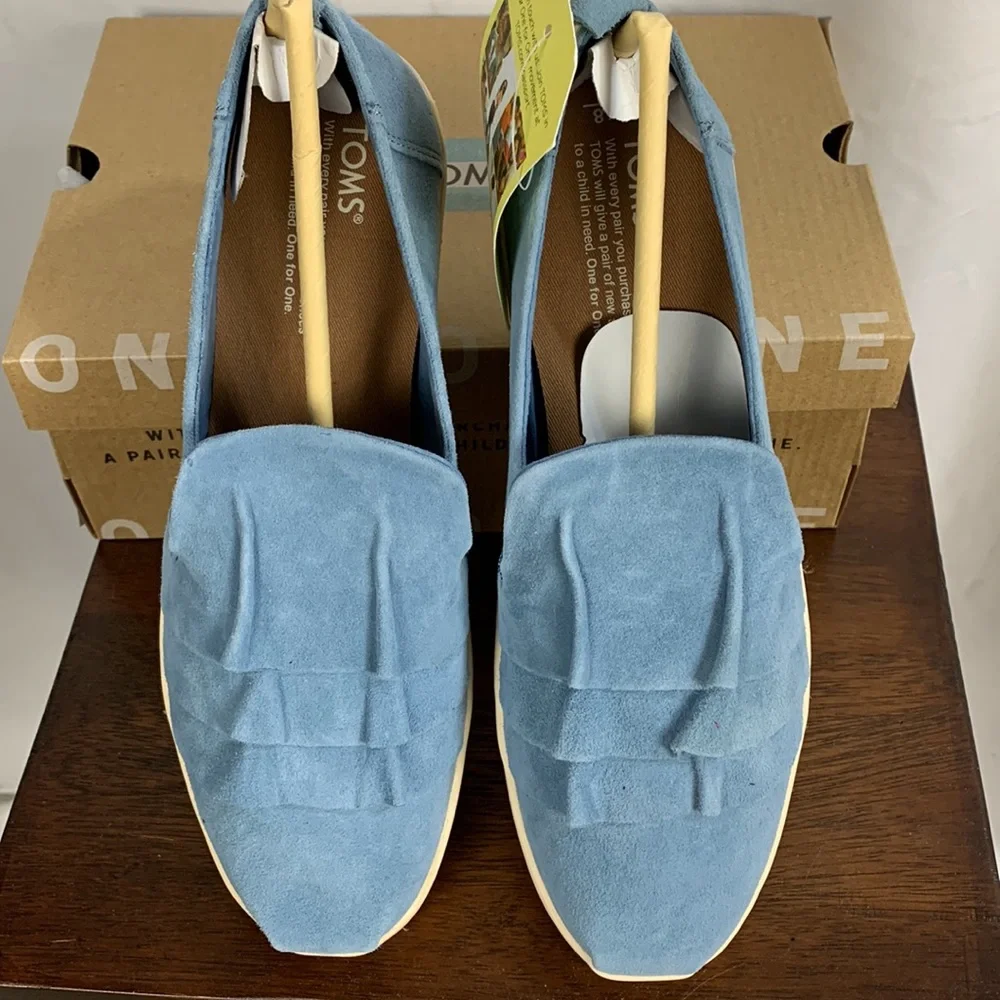 *Host Pick* NWT TOMS Deconstructed Alpargata Sky Blue Suede Sneakers - Picture 2 of 10